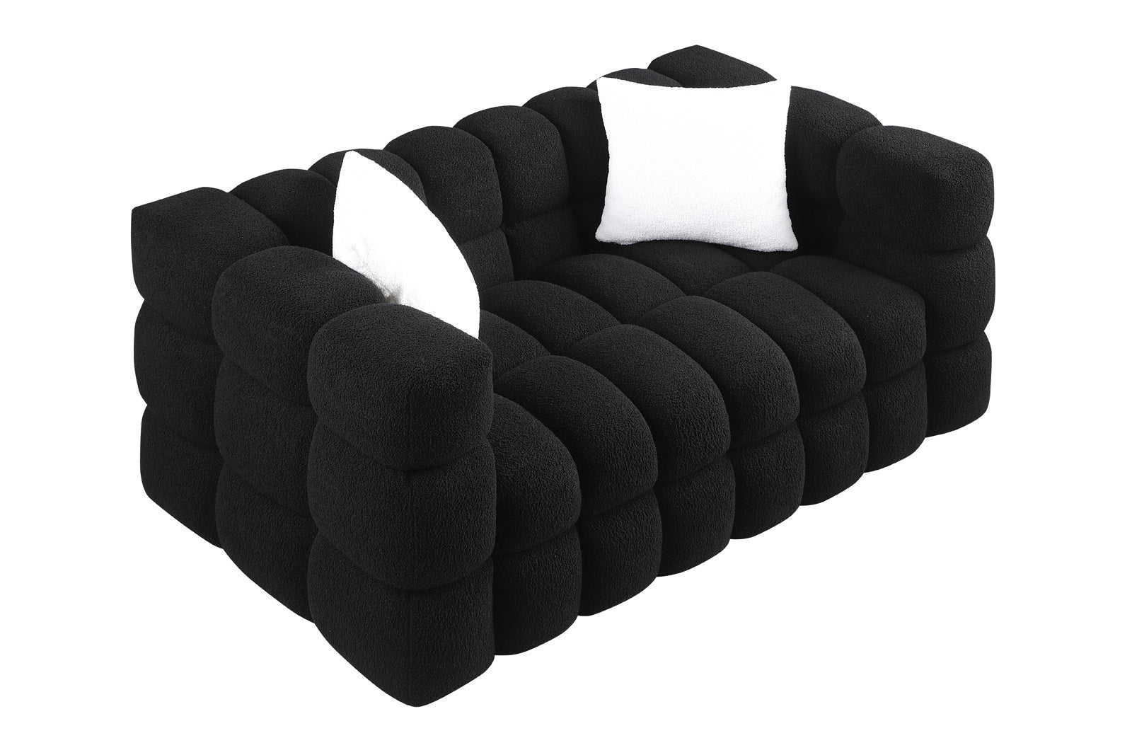 Timimoun Boucle Marshmallow Sofa in Black