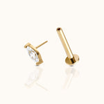 Load image into Gallery viewer, Misa Gold Oval CZ Threadless Stud Earrings
