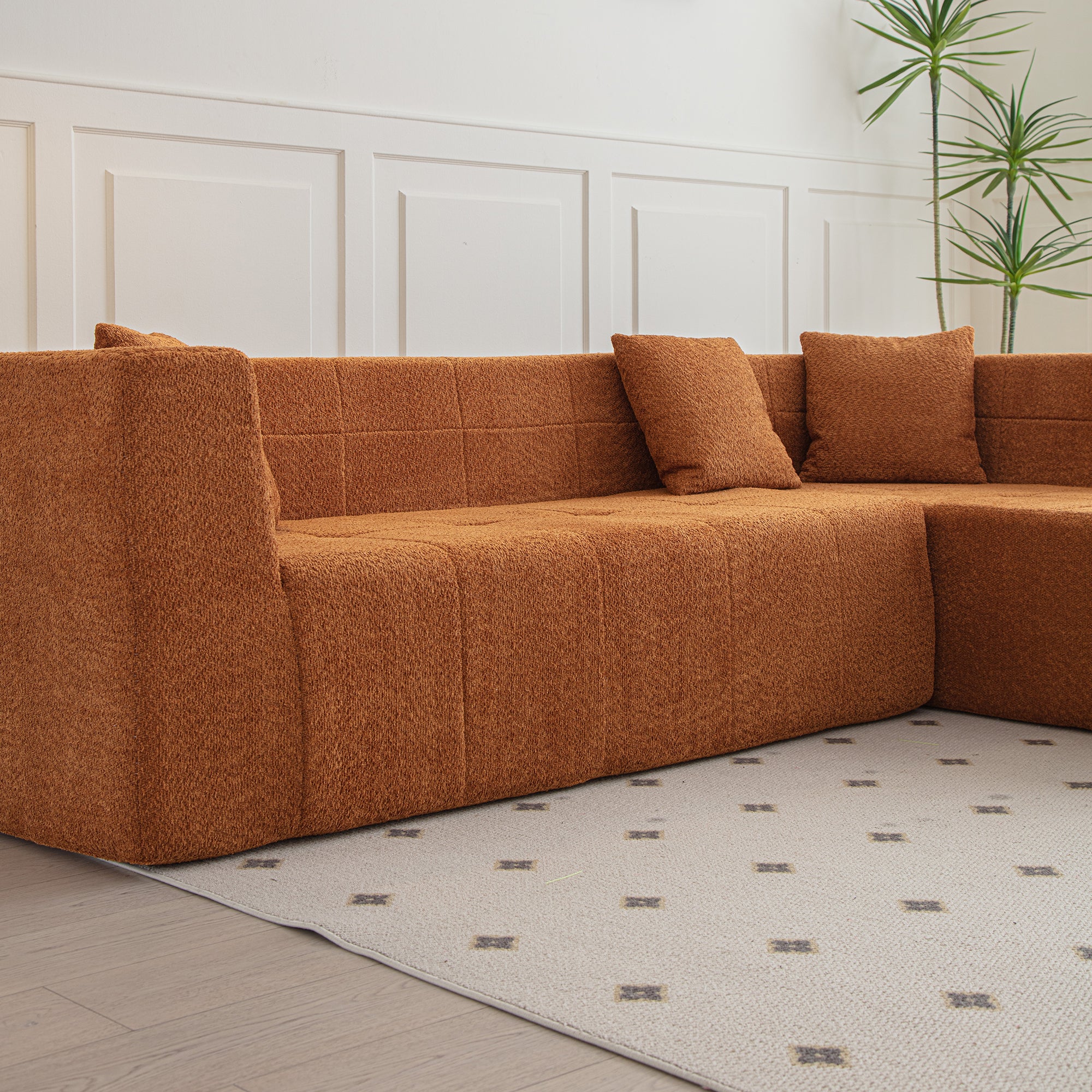 Harare 3-Seat Modular Sofa in Burnt Orange Brown