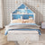 White & Blue Full House-Shaped Bed Frame with Trundle, Shelves, and LED Nightlight