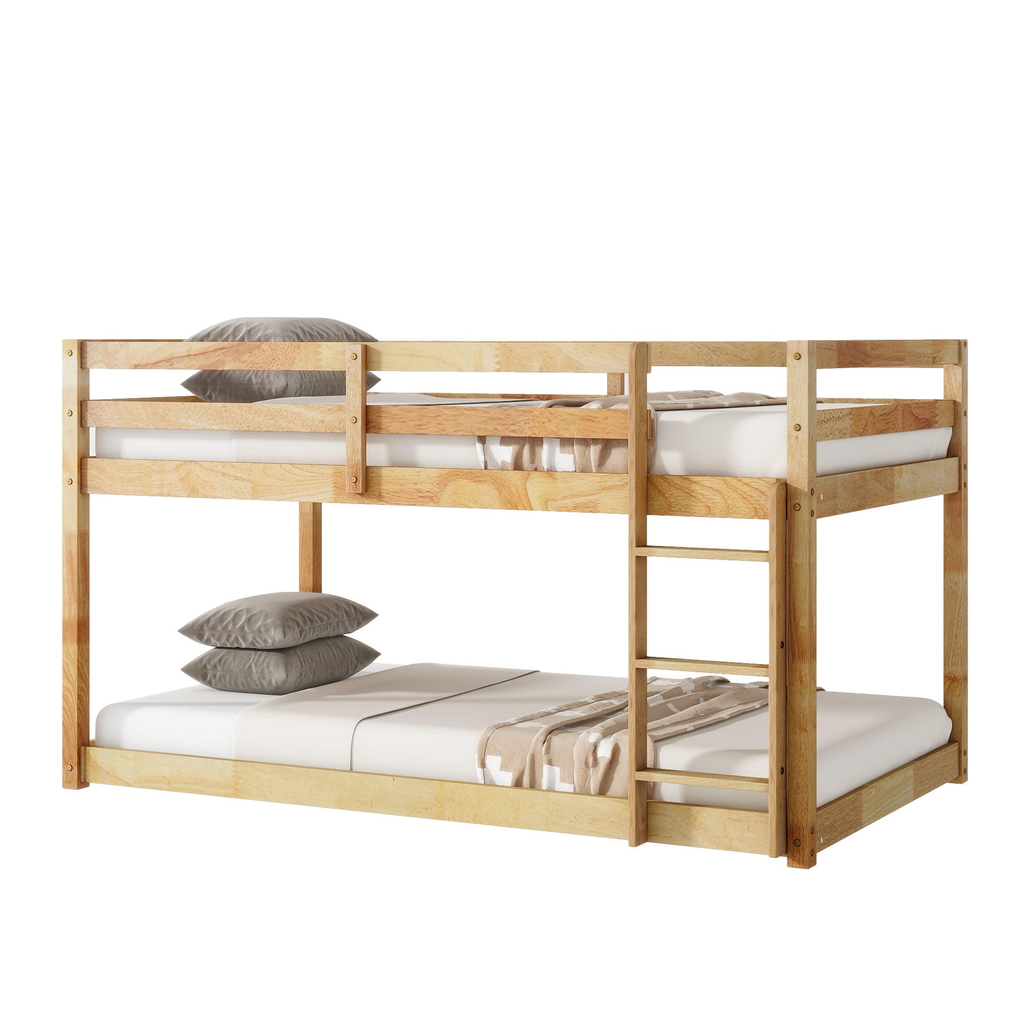 Solid Wood Twin Over Twin Loft Bed in Natural Finish