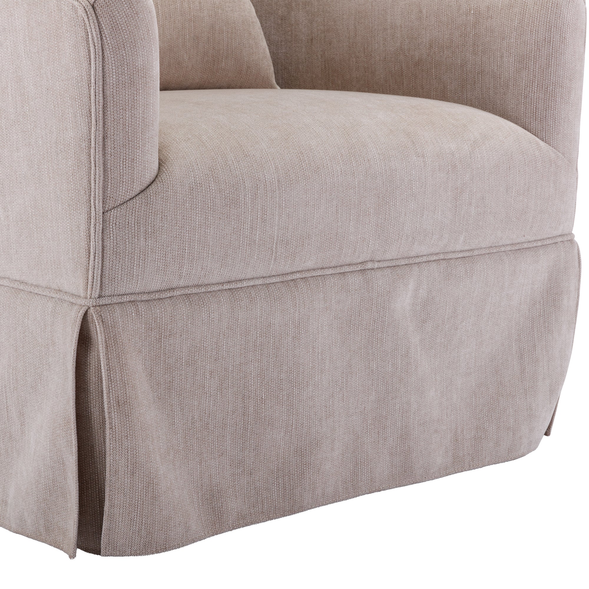 Beige Linen Blend Swivel Accent Armchair