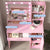 Vanity Desk with Mirror and Light Large Drawer Three Level Storage Dresser Adjustable Brightness In Pink