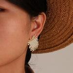 Load image into Gallery viewer, 14k Braided Diamond Square Earrings
