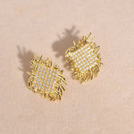 Load image into Gallery viewer, 14k Braided Diamond Square Earrings
