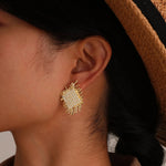 Load image into Gallery viewer, 14k Braided Diamond Square Earrings
