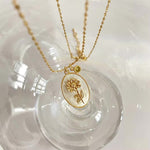Load image into Gallery viewer, 14k Dainty Floral Birthstone Pendant Necklace
