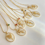 Load image into Gallery viewer, 14k Dainty Floral Birthstone Pendant Necklace
