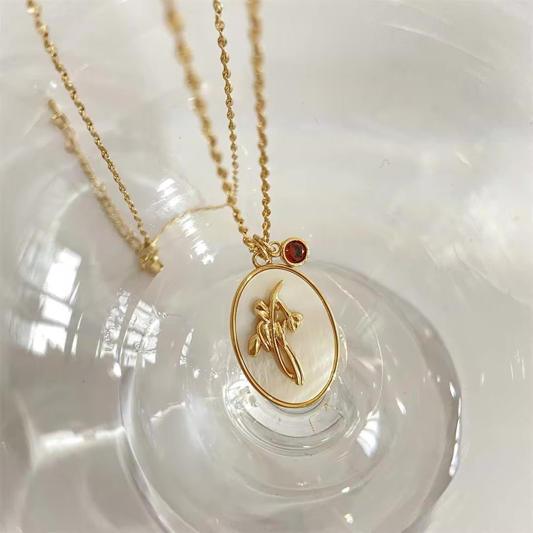 14k Dainty Floral Birthstone Pendant Necklace