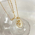 Load image into Gallery viewer, 14k Dainty Floral Birthstone Pendant Necklace
