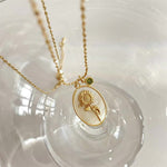 Load image into Gallery viewer, 14k Dainty Floral Birthstone Pendant Necklace
