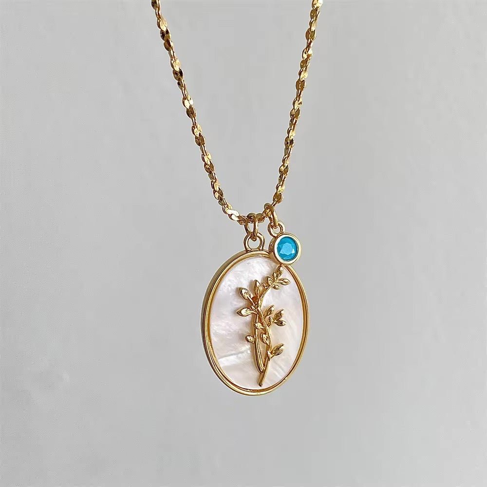 14k Dainty Floral Birthstone Pendant Necklace