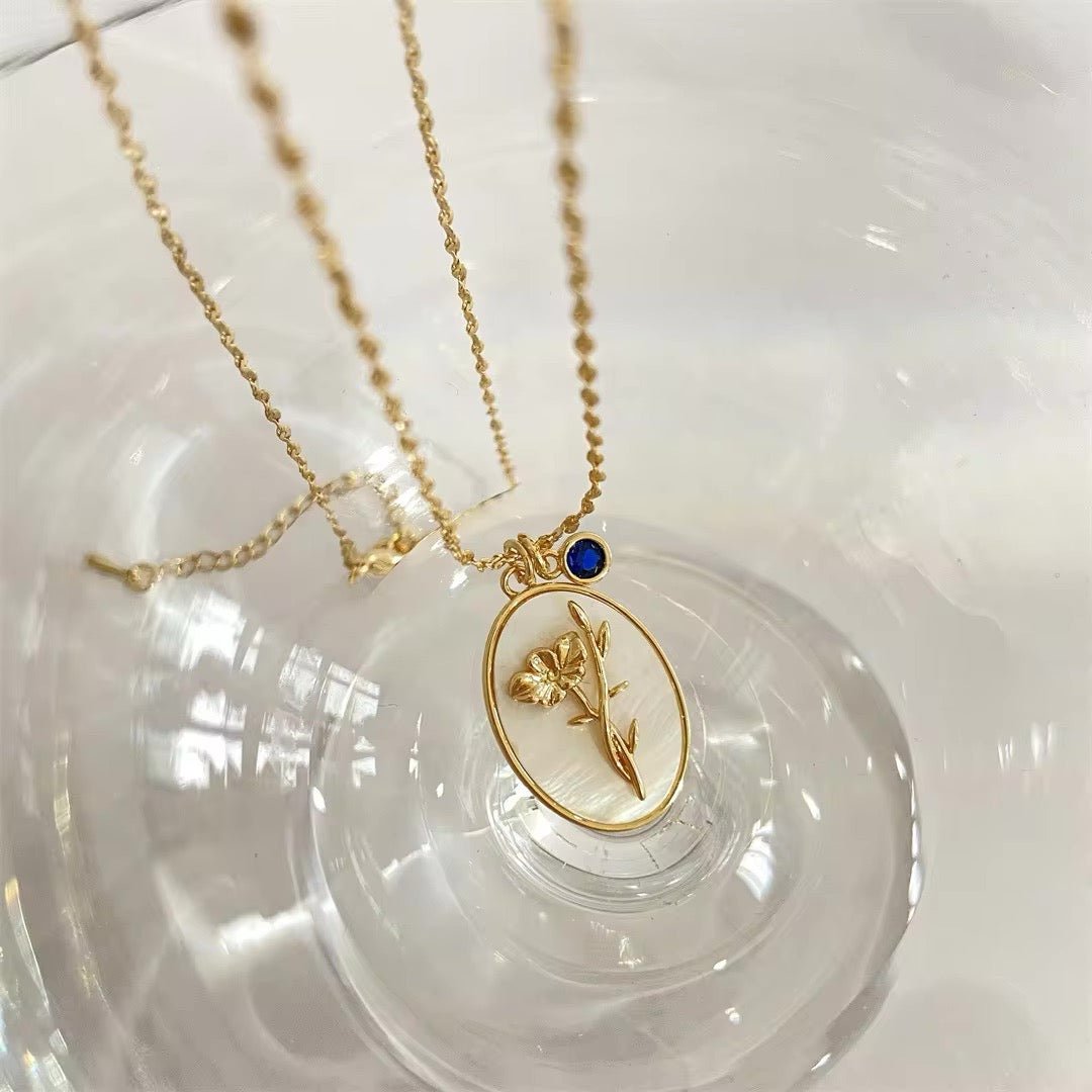 14k Dainty Floral Birthstone Pendant Necklace