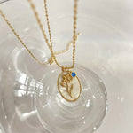 Load image into Gallery viewer, 14k Dainty Floral Birthstone Pendant Necklace
