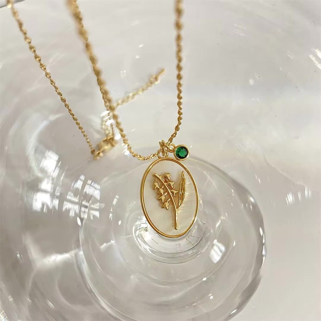 14k Dainty Floral Birthstone Pendant Necklace