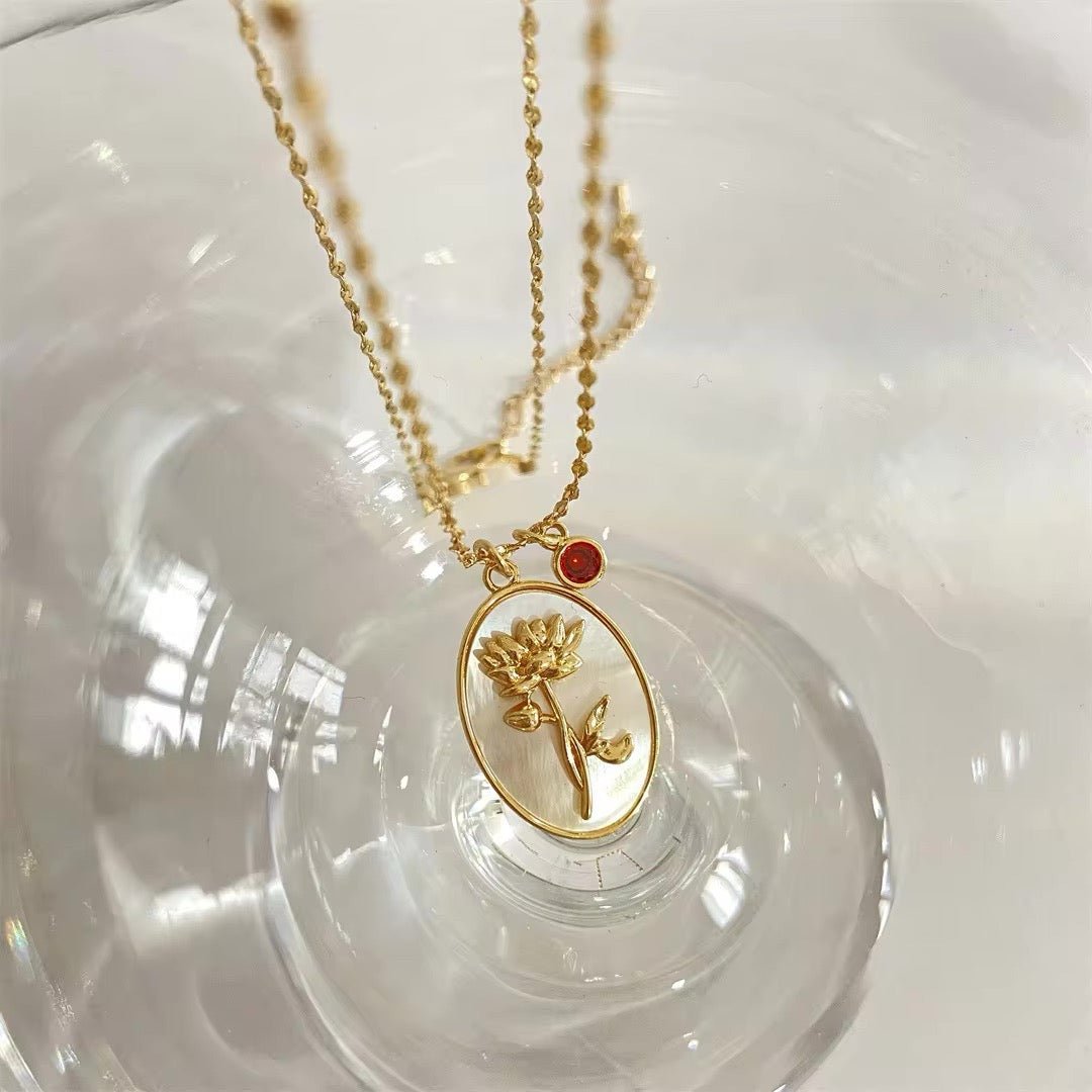 14k Dainty Floral Birthstone Pendant Necklace