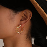 Load image into Gallery viewer, 14k Dainty C Shaped Layered Hoop Earrings
