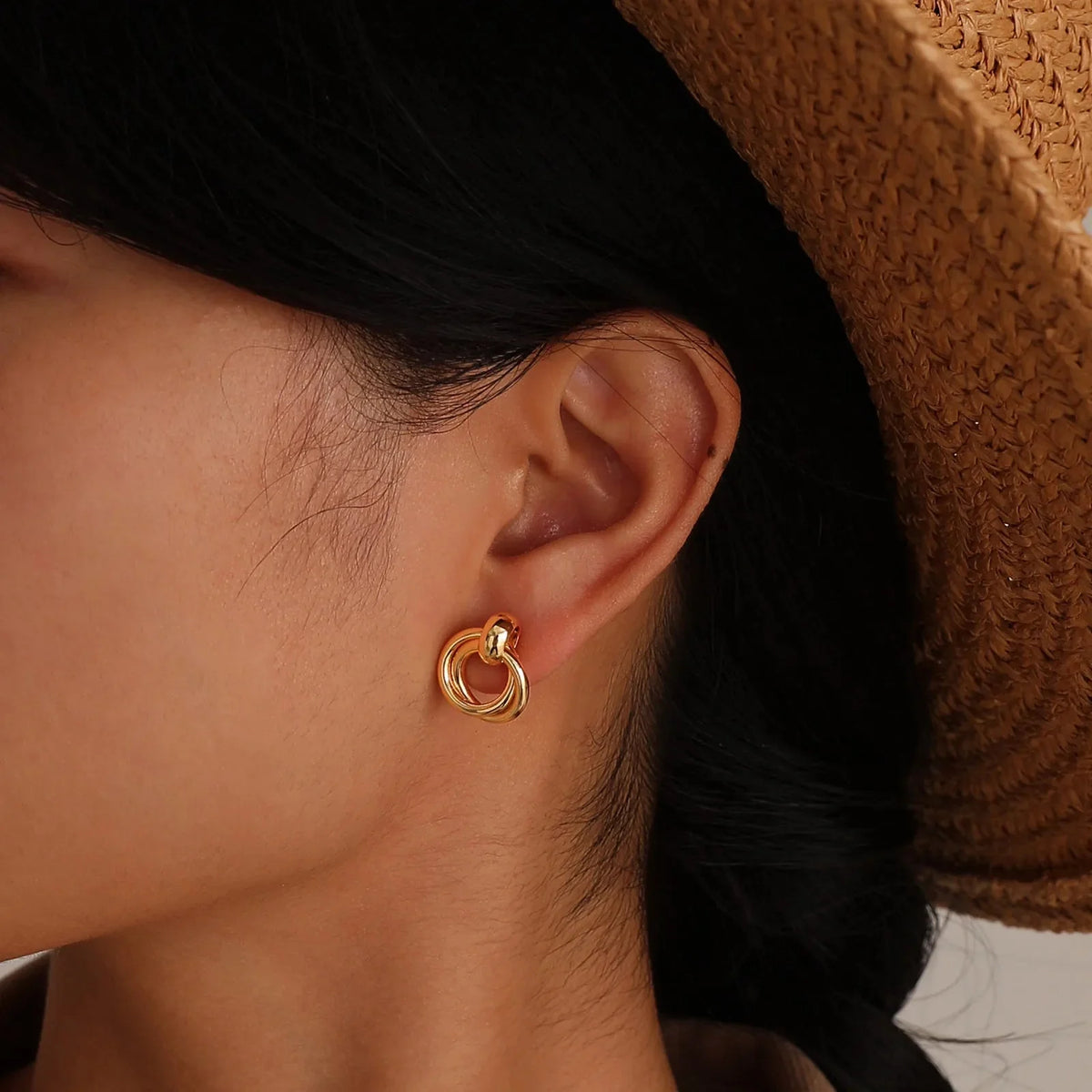 14k dainty dual hoop earrings
