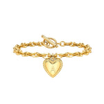 Load image into Gallery viewer, 14k Dainty Heart Engraved Letter Initial Bracelet
