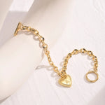 Load image into Gallery viewer, 14k Dainty Heart Engraved Letter Initial Bracelet
