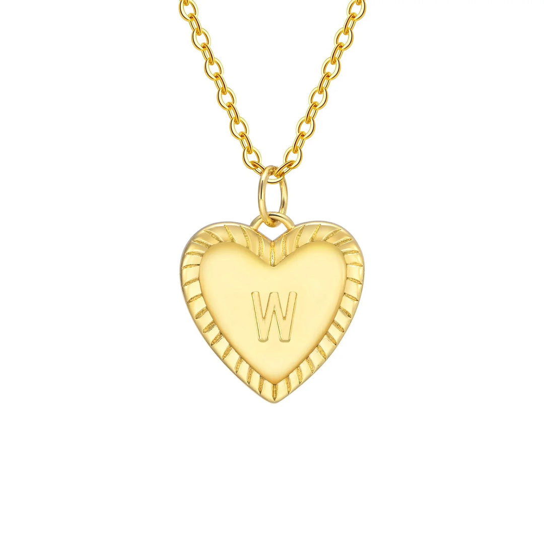 14k Dainty Heart Pendant Letter Initial Necklace