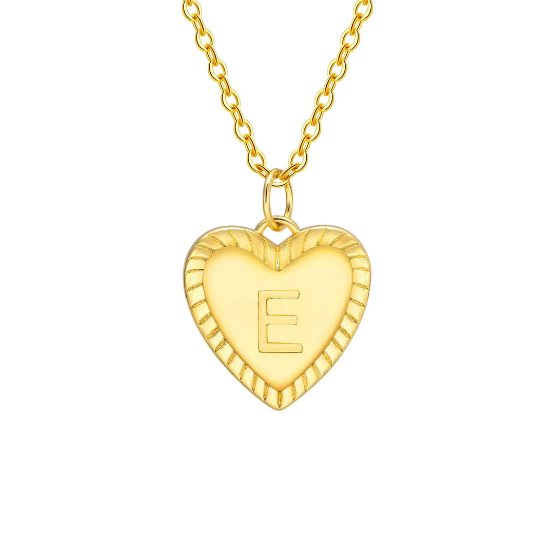 14k Dainty Heart Pendant Letter Initial Necklace