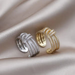 Load image into Gallery viewer, 14k Dainty Layered Diamond Knot Ring
