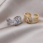 Load image into Gallery viewer, 14k Dainty Layered Diamond Knot Ring
