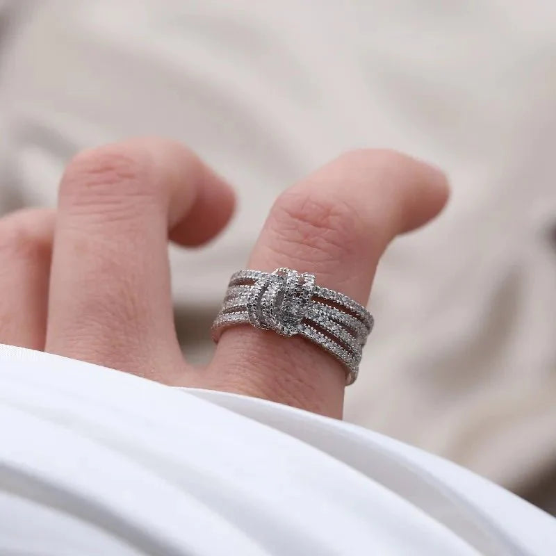14k Dainty Layered Diamond Knot Ring