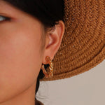 Load image into Gallery viewer, 14k Dainty Textured Spiral Hoop Earrings
