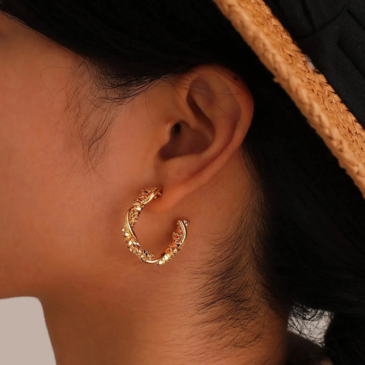 14k dainty textured spiral hoop earrings 419940
