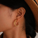 Load image into Gallery viewer, 14k Dainty Textured Spiral Hoop Earrings
