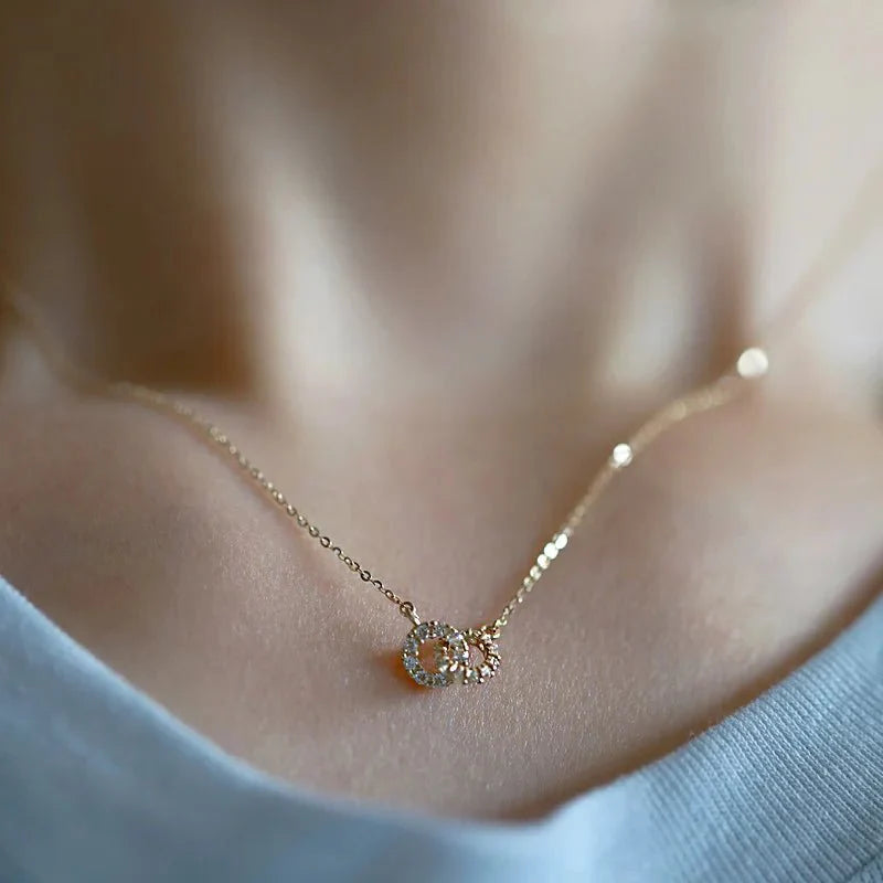 14k s925 interlaced diamond circles necklace 817253