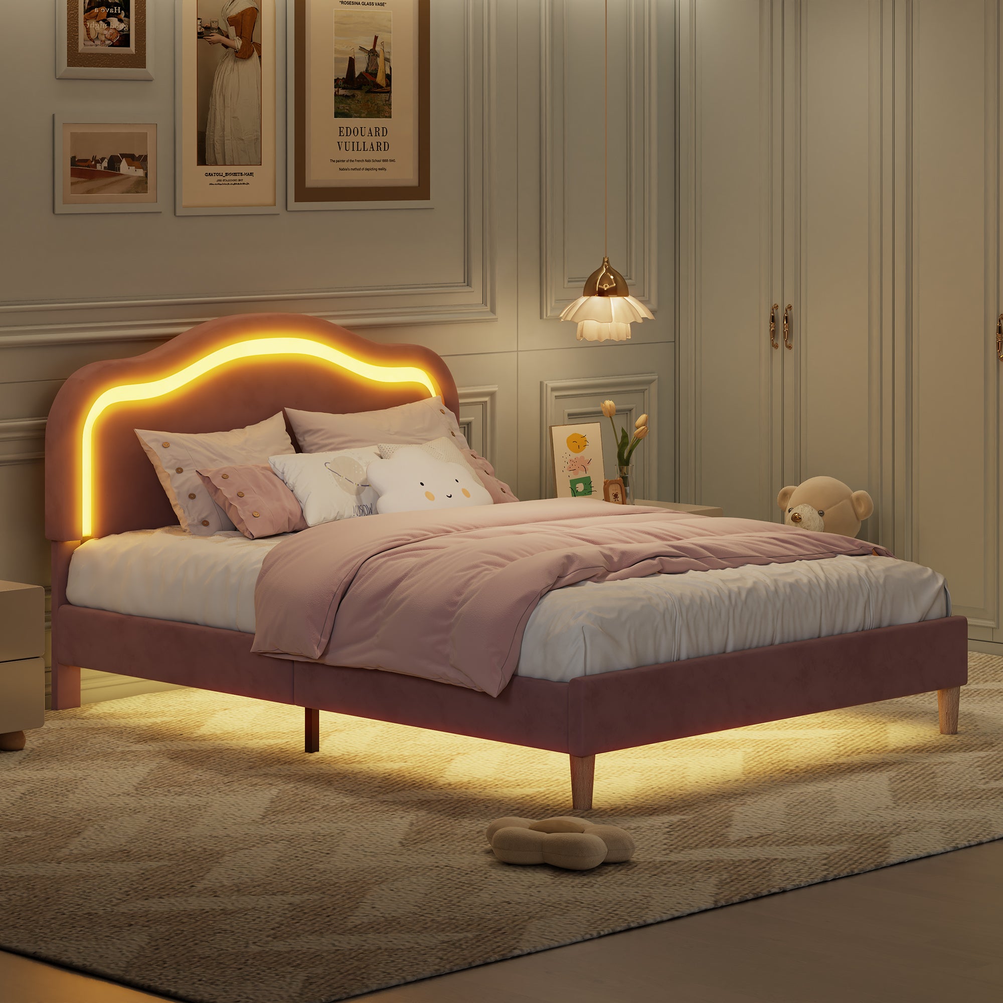 Full Platform Bed Frame with RGB LED Lights