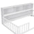 Twin Toddler Floor Bed with Bedside Bookcase, Shelves, and Guardrails in White