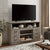 Traditional TV Media Stand Rustic Entertainment Console for TV Up to 65 Inches with Open and Closed Storage In Light Gray