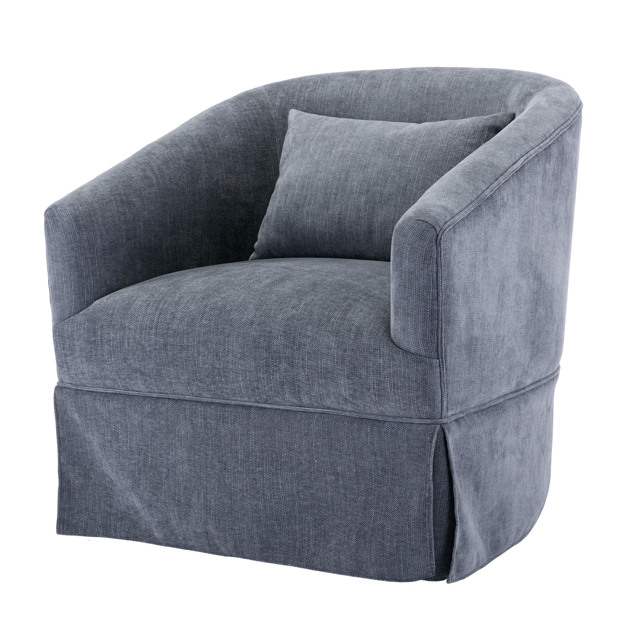 Gray Linen Blend Swivel Accent Armchair