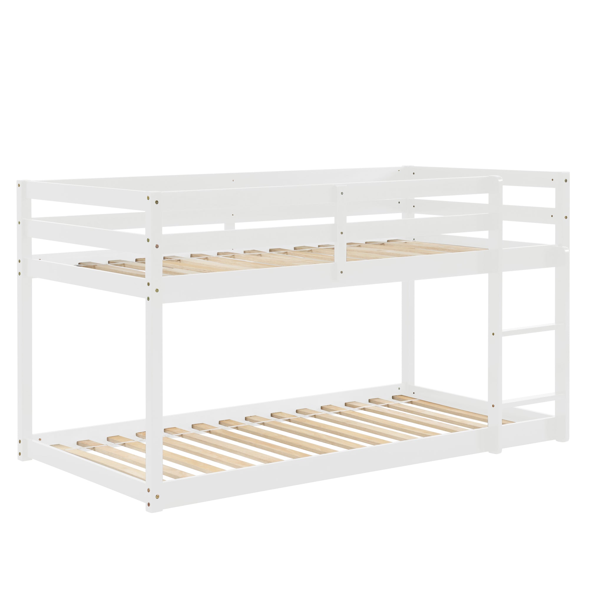 White Twin Over Twin Floor Bunk Bed