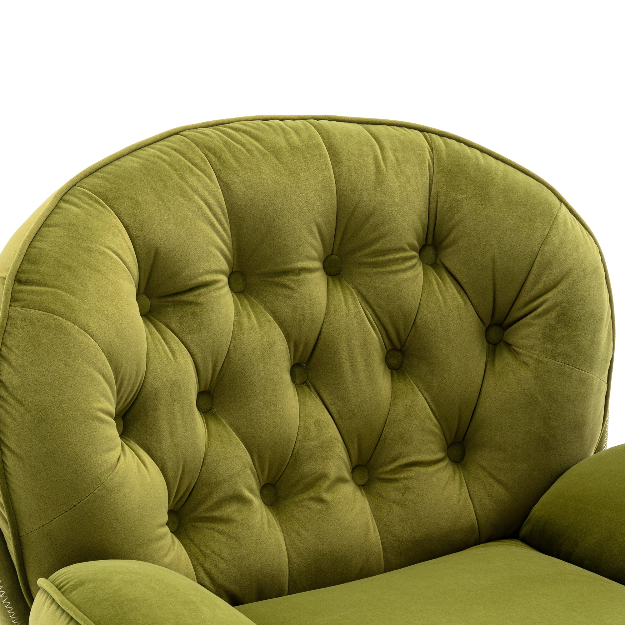 Jungle Green Velvet Upholstered Chair with Ottoman