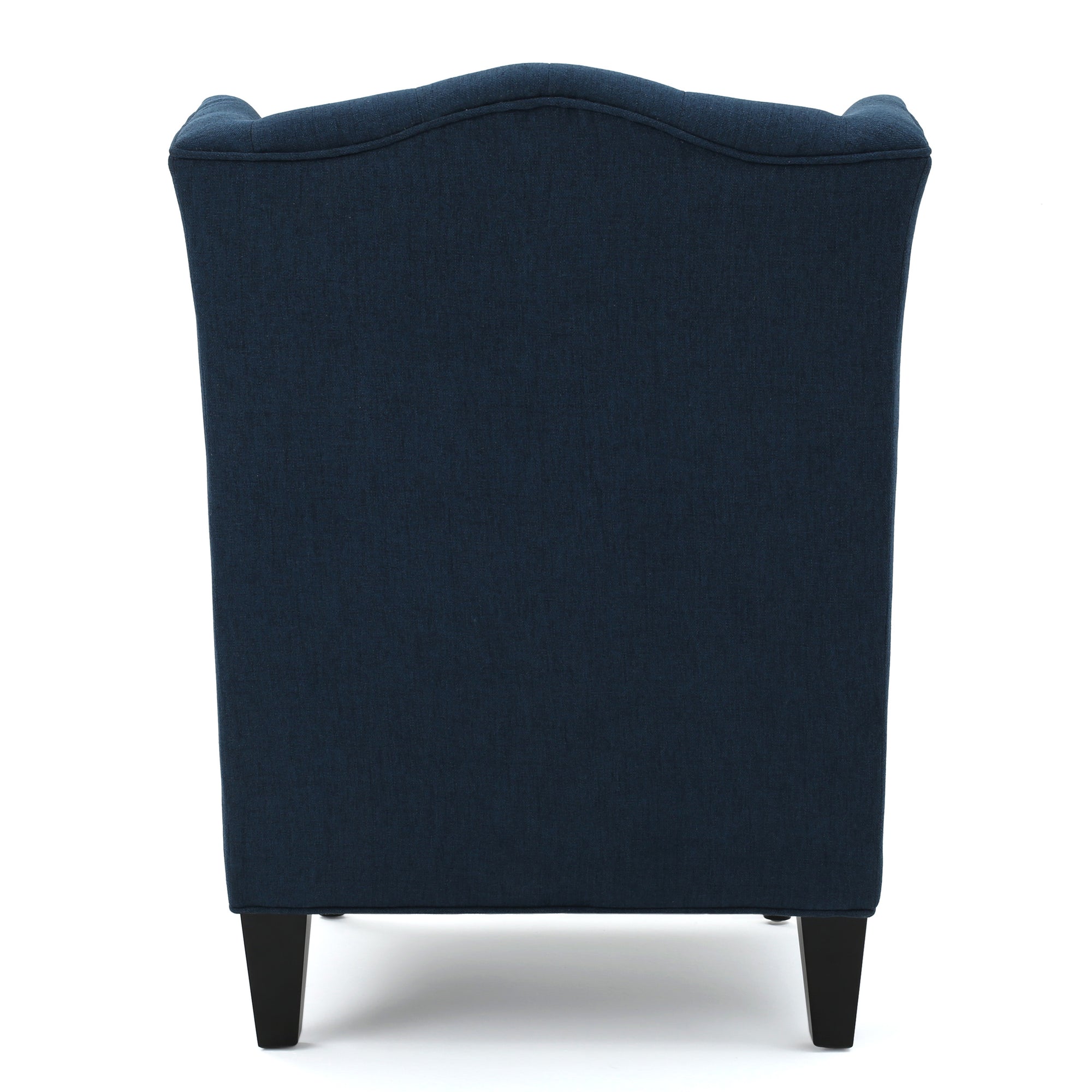 Upholstered Wingback Chair In Navy Blue Linen