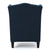 Upholstered Wingback Chair In Navy Blue Linen