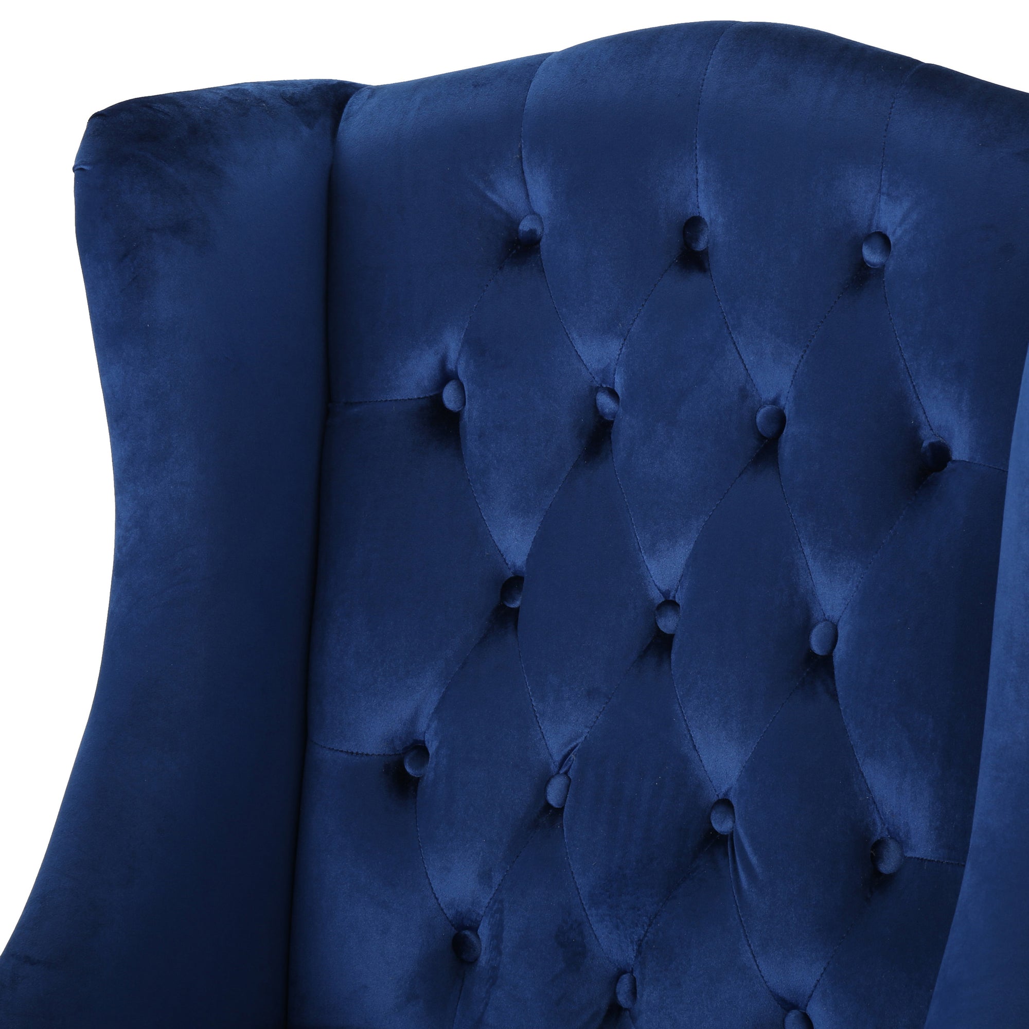 High-Backed Button-Tufted Diamond Stitch Accent Chair Upholstered In Navy Blue Velvet