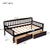 Espresso Tones Twin-Size Pine Wood Daybed with Storage Drawers