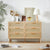 Bedroom Dresser 6 Double Dresser Wood Chest with Rattan Drawers for Kids Room and Living Room In Natural