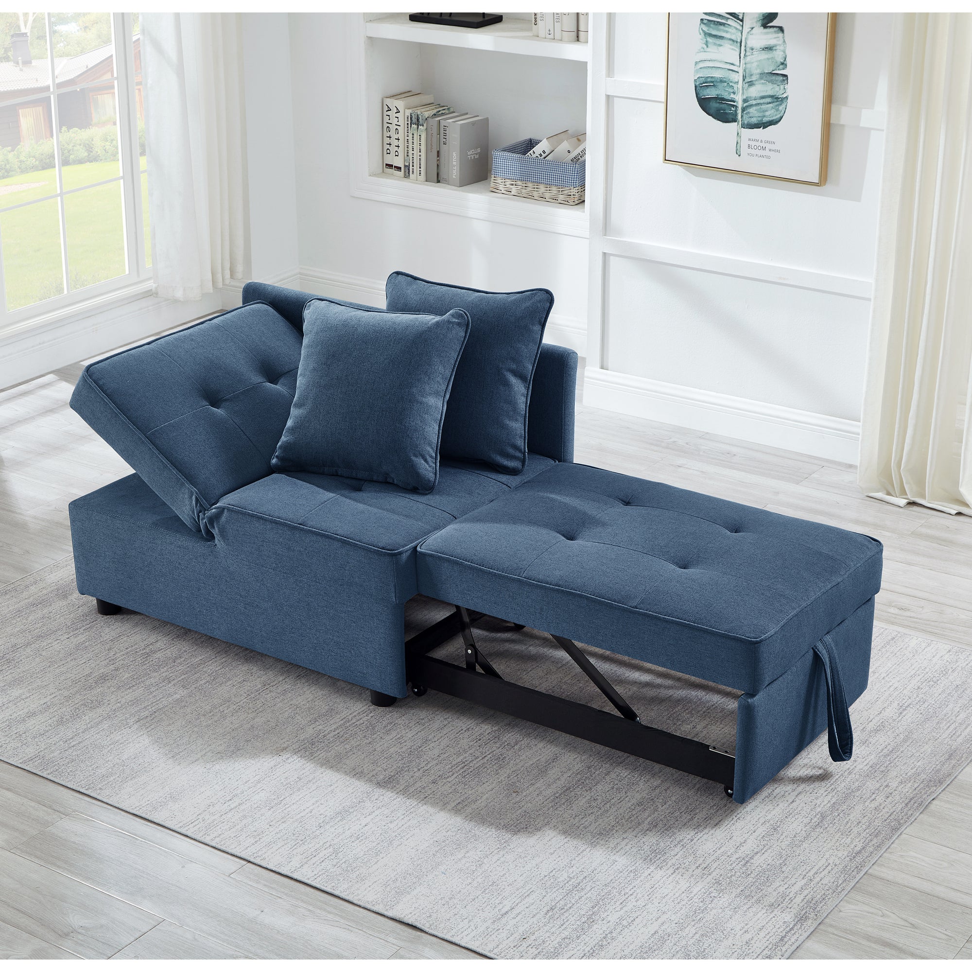 4 in 1 Blue Multifunctional Sofa Bed with Adjustable Backrest