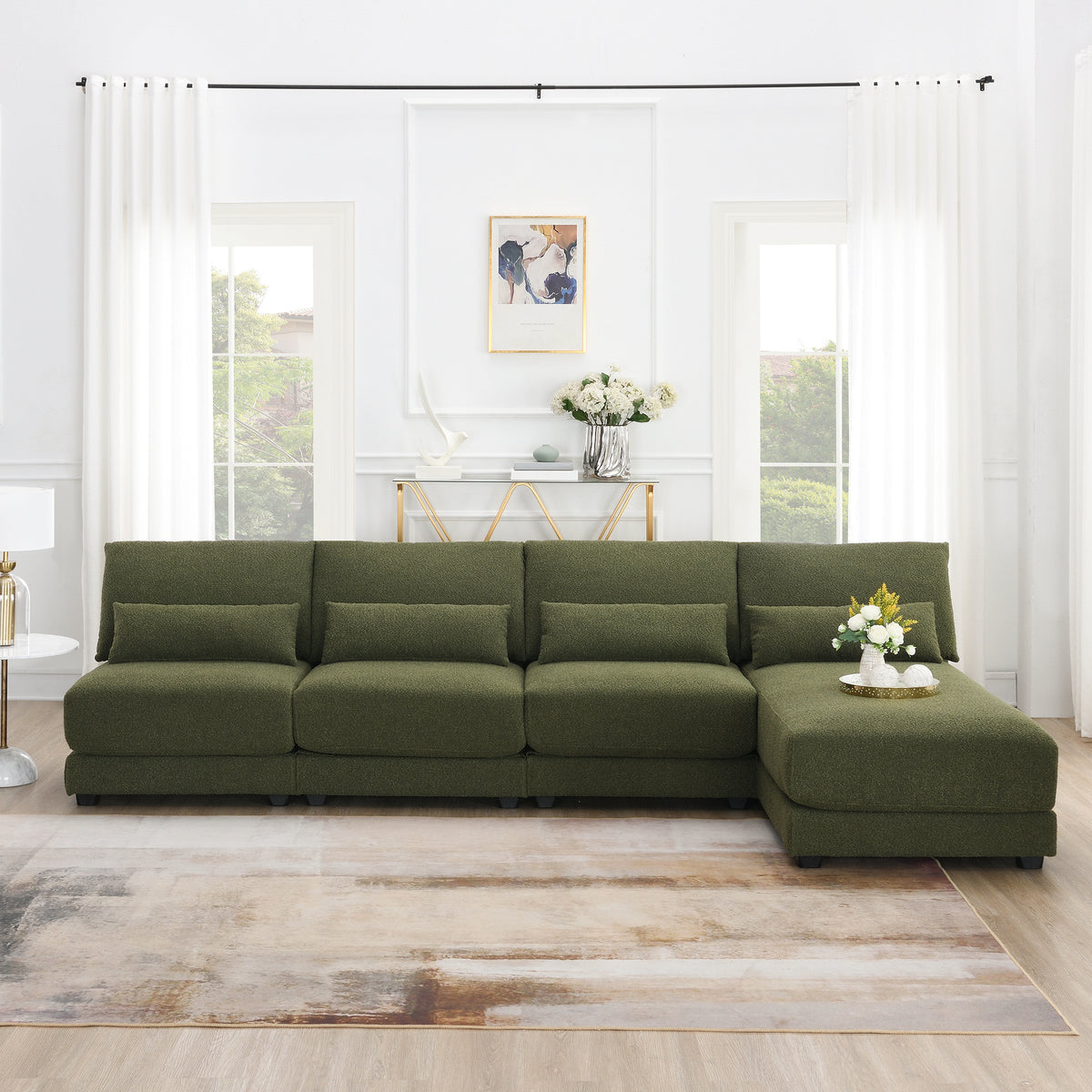 Meknes L-Shape Sofa in Green