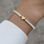 Load image into Gallery viewer, Engraved Initial Bead Bracelet Personalised Heart Bead Bracelet

