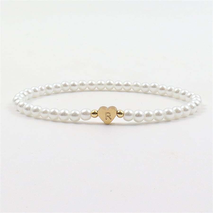 Engraved Initial Bead Bracelet Personalised Heart Bead Bracelet