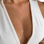 Load image into Gallery viewer, Heart Drop Necklace 2 Hearts Gold Drop Necklace
