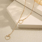 Load image into Gallery viewer, Heart Drop Necklace 2 Hearts Gold Drop Necklace

